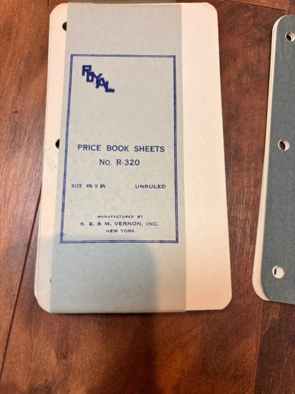 Lot of 2 Vintage Royal branded price book filler sheets